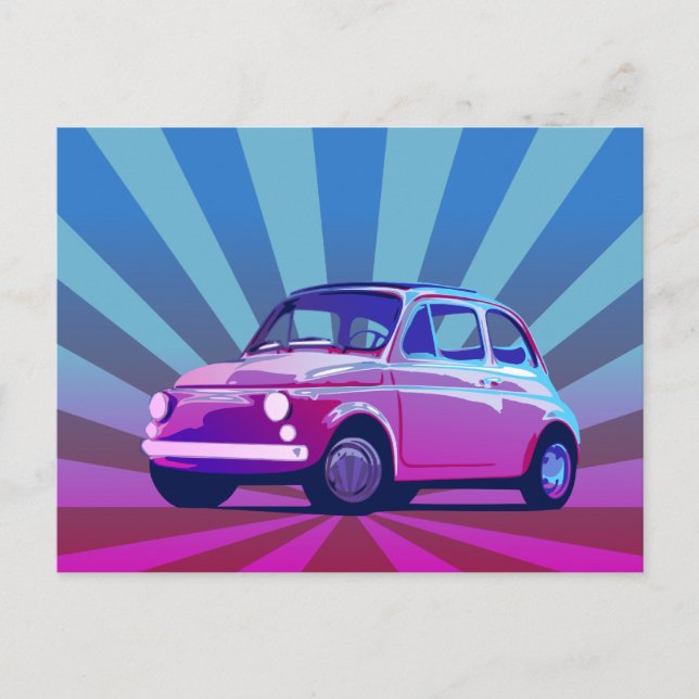 Fiat 500 Bunt Postcard (Front)