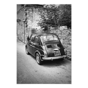 FIAT 500 car in black and white Photo Print