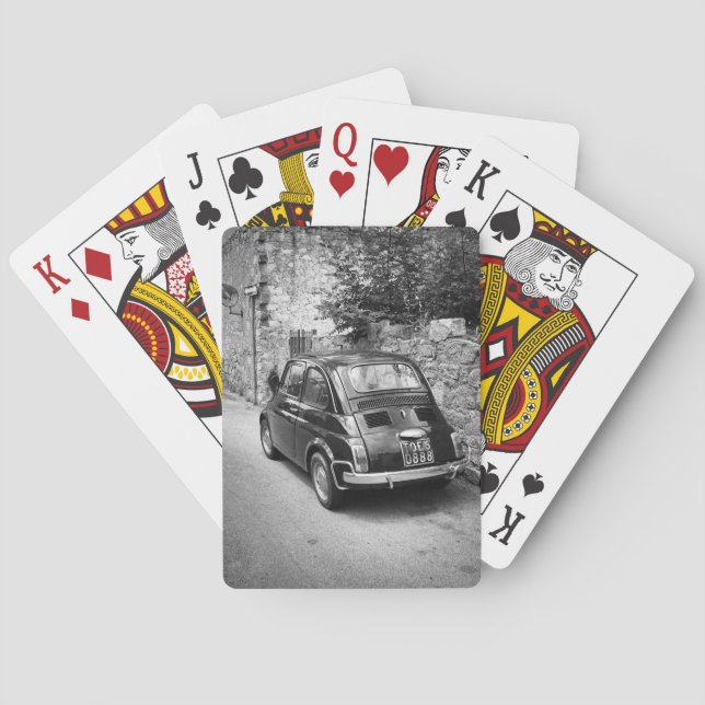 FIAT 500 car in black and white Playing Cards (Back)