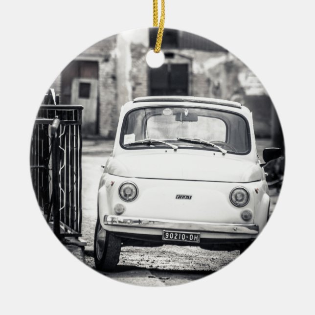 Fiat 500, Cinquecento in Italy Ceramic Tree Decoration (Front)