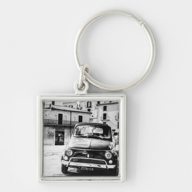 Fiat 500, cinquecento in Italy, classic car gift Key Ring (Front)