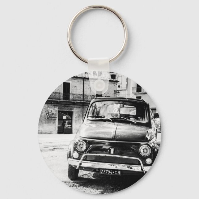 Fiat 500, cinquecento in Italy, classic car gift Key Ring (Front)