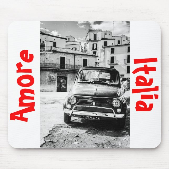 Fiat 500, cinquecento in Italy, classic car gift Mouse Mat (Front)