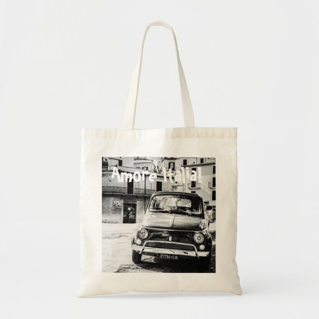 Fiat 500, cinquecento in Italy, classic car gift Tote Bag (Front)