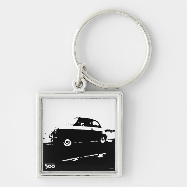 Fiat 500 classic keychain - Black on light (Front)