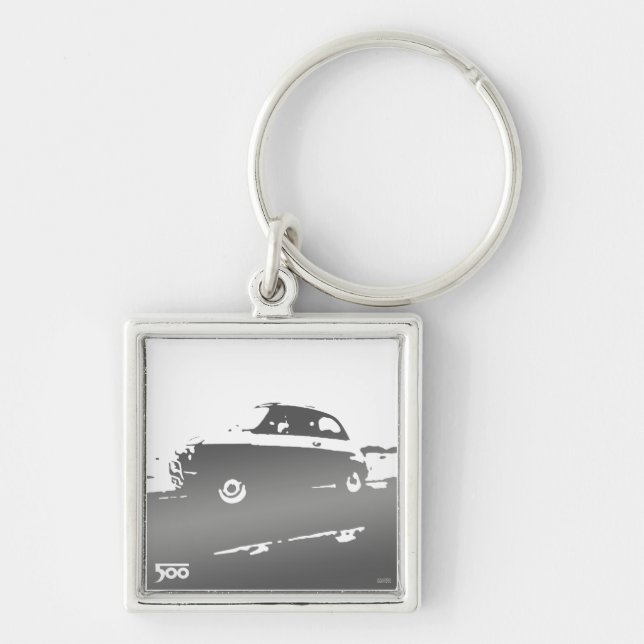 Fiat 500 classic keychain - grey on light (Front)