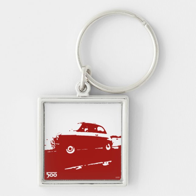 Fiat 500 classic keychain - red on light (Front)