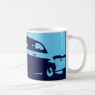 Fiat 500 classic - Lt blue on dark bkgd mug