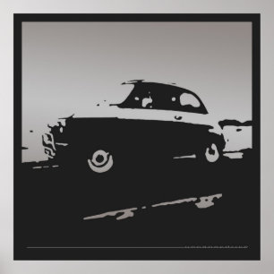 Fiat 500 classic - Silver on black poster