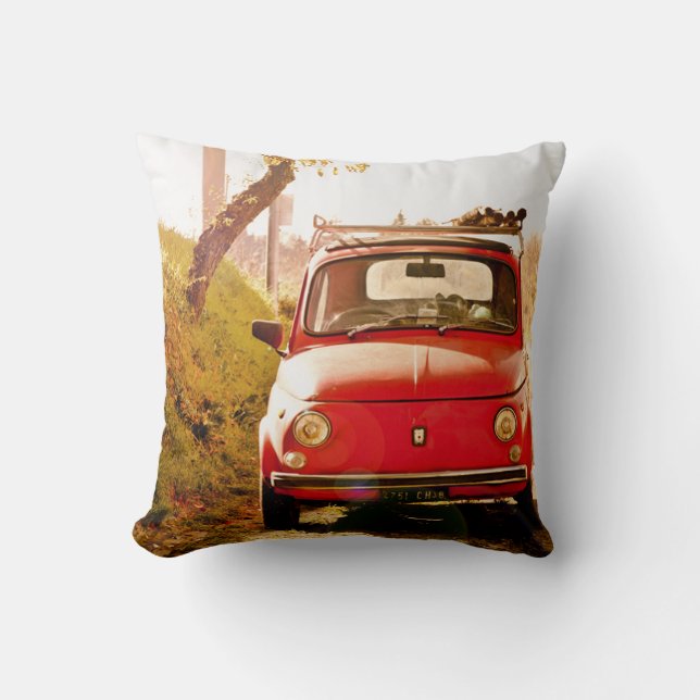 Fiat 500 in Italy, classic car cushion (Front)