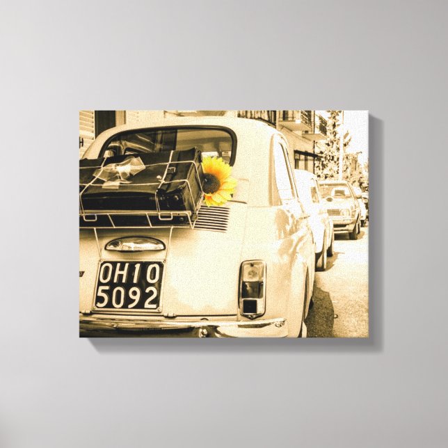 Fiat 500 in Italy vintage canvas (Front)