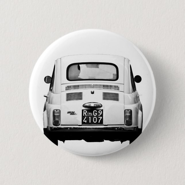 Fiat 500 in Rome, Italy. 6 Cm Round Badge (Front)