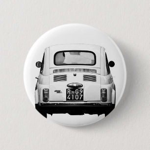 Fiat 500 in Rome, Italy. 6 Cm Round Badge