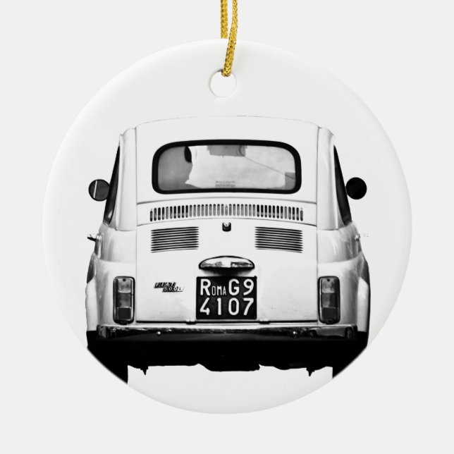 Fiat 500 in Rome, Italy. Ceramic Tree Decoration (Front)