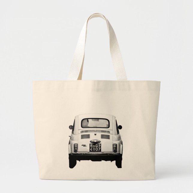 Fiat 500 in Rome, Italy. Large Tote Bag (Front)