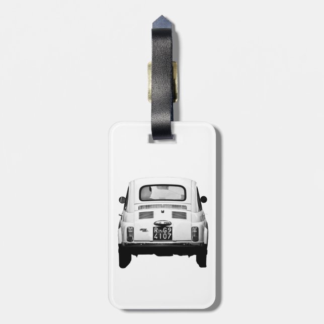 Fiat 500 in Rome luggage tag, Italy. Tag (Back Vertical)