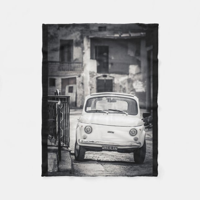 Fiat 500, Italy, Fleece Blanket vintage car (Front)