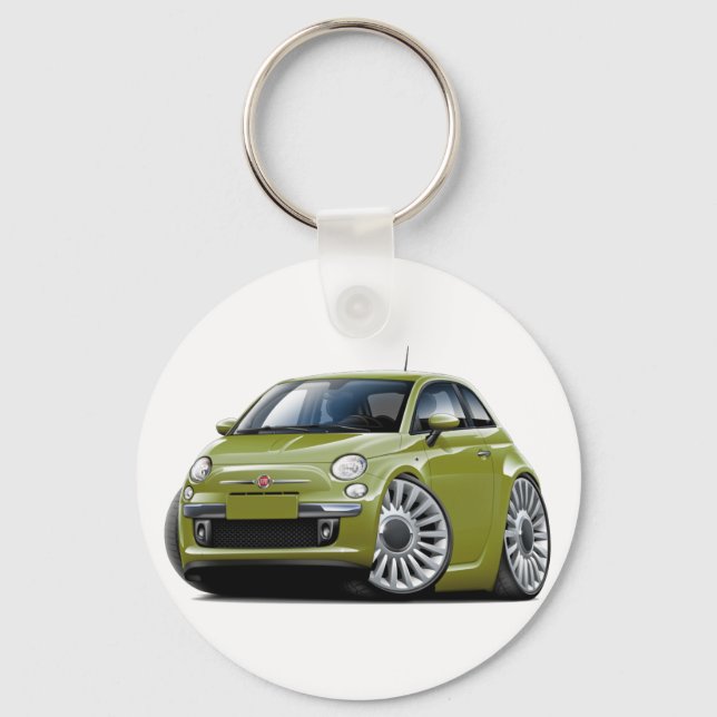 Fiat 500 Olive Car Key Ring (Front)