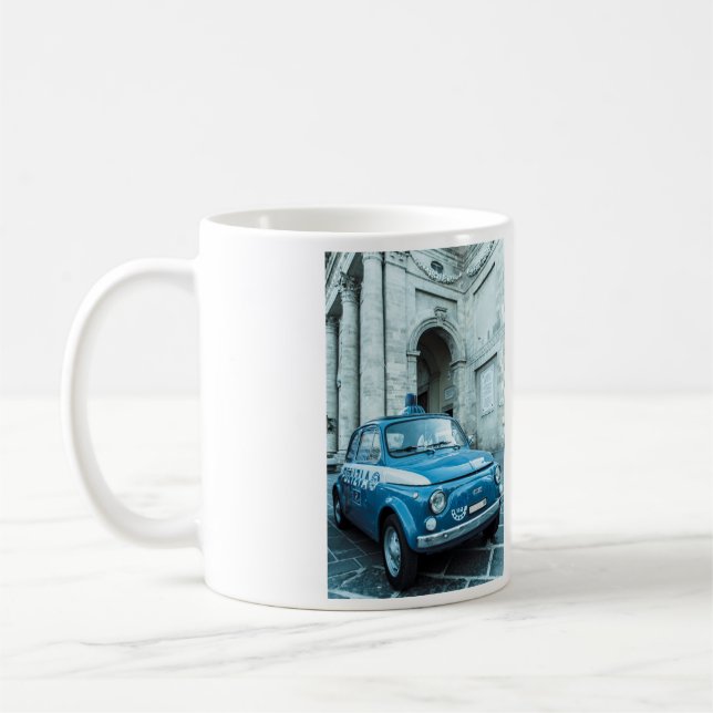 Fiat 500 Police car, Cinquecento in Italy Coffee Mug (Left)