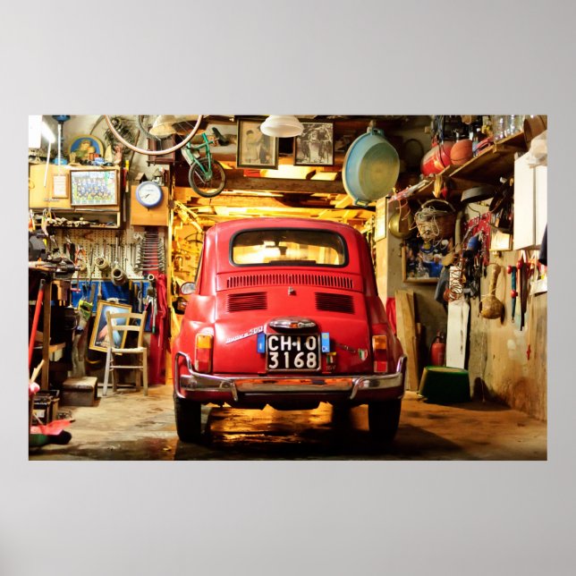Fiat 500 Poster, retro cinquecento, in Italy Poster (Front)