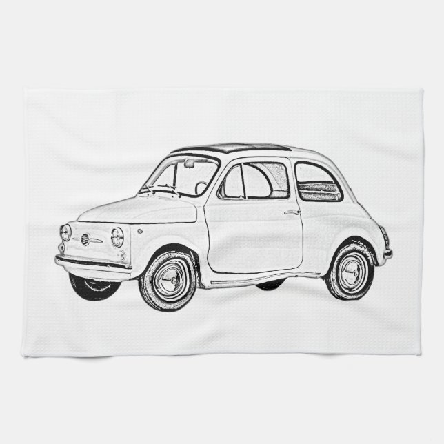 Fiat 500 Topolino Tea Towel (Horizontal)