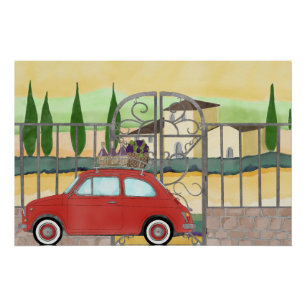 Fiat 500 Vineyard in Tuscany Poster