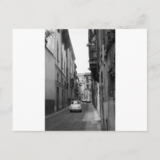 Fiat Cinquecento in Verona Postcard (Front)