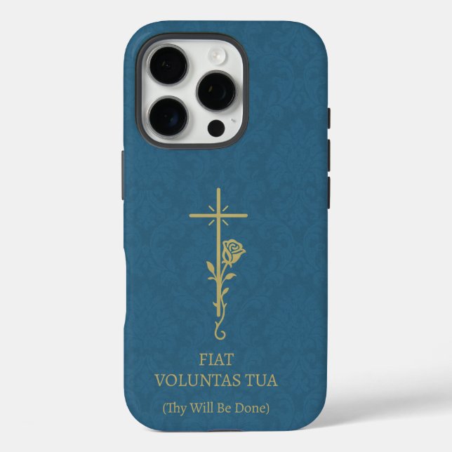 Fiat Voluntas Tua Gold Cross Rose  Case-Mate iPhone Case (Back)