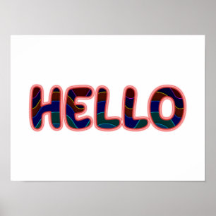 Fiberoptic Neon Glow HELLO Greeting  Poster