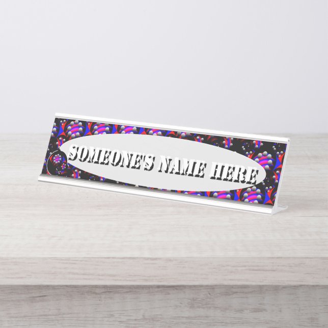 Fibonacci 'Fish Black' by Kenneth Yoncich Desk Name Plate (Front)