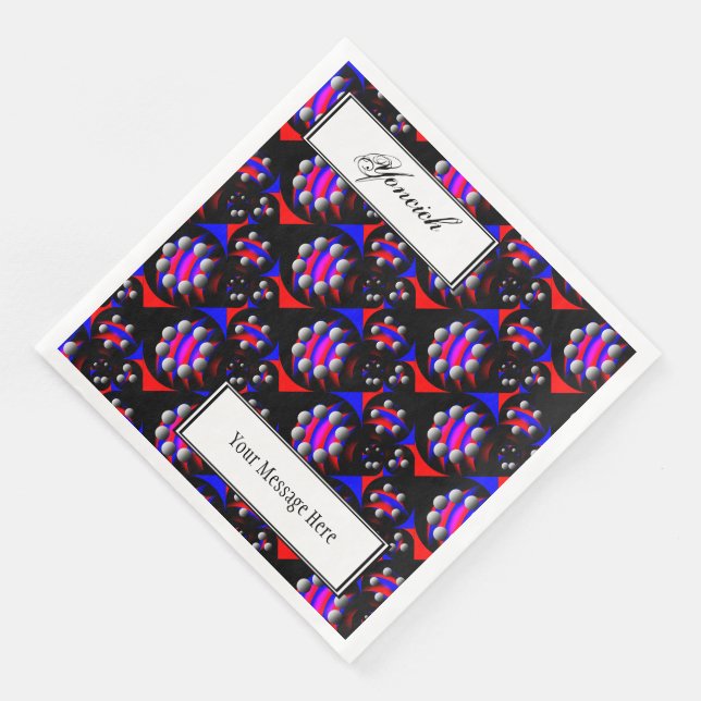 Fibonacci 'Fish Black' by Kenneth Yoncich Napkin (Corner)