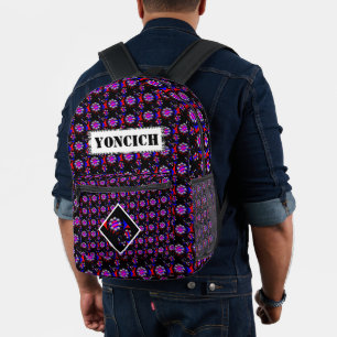 Fibonacci 'Fish Black' by Kenneth Yoncich Printed Backpack