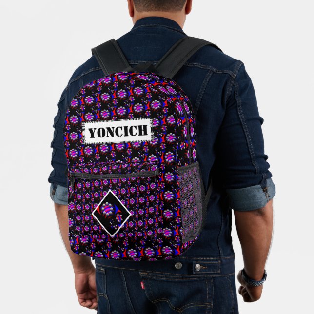 Fibonacci 'Fish Black' by Kenneth Yoncich Printed Backpack (Insitu (Model))