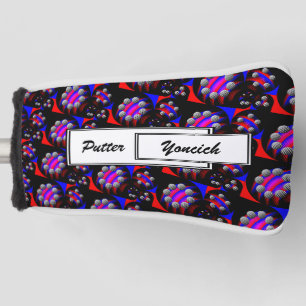 Fibonacci 'Fish Chequered Black' by Kenneth Yoncic Golf Head Cover