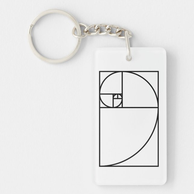 Fibonacci golden ratio - unique mathematical art key ring (Front)