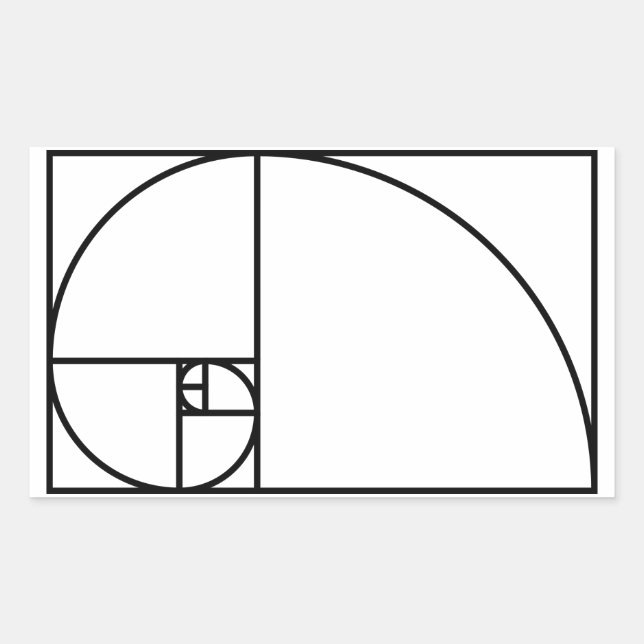 Fibonacci golden ratio - unique mathematical art rectangular sticker (Front)
