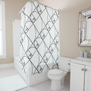 Fibonacci golden ratio - unique mathematical art shower curtain