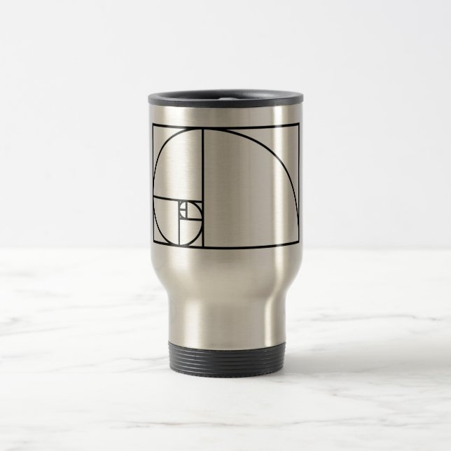 Fibonacci golden ratio - unique mathematical art travel mug (Center)