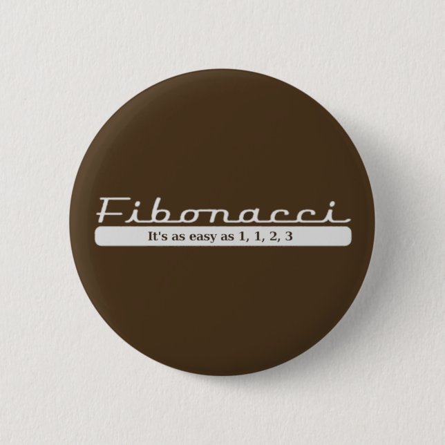 fibonacci... It's as easy as 1, 1, 2, 3 6 Cm Round Badge (Front)