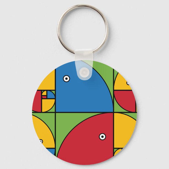 Fibonacci Parrots Key Ring (Front)