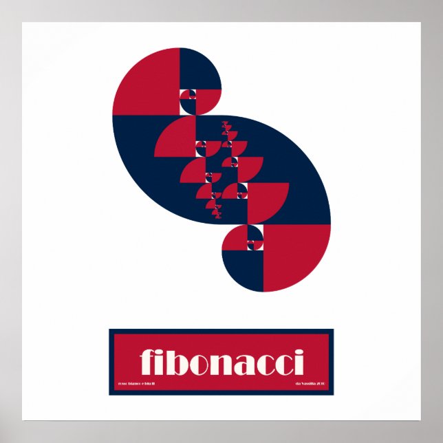 Fibonacci Red White and Blue II Huge Poster (Front)