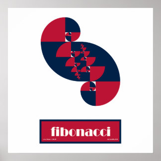Fibonacci Red White and Blue II Large Poster