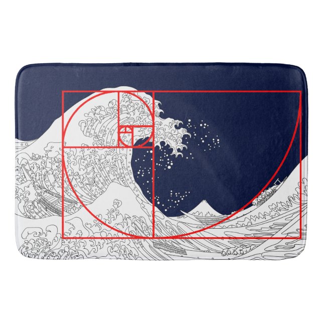 Fibonacci Sequence and The Great Wave Bath Mat (Front)