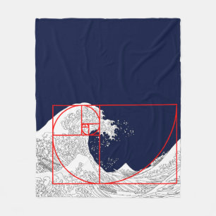 Fibonacci Sequence and The Great Wave Fleece Blanket