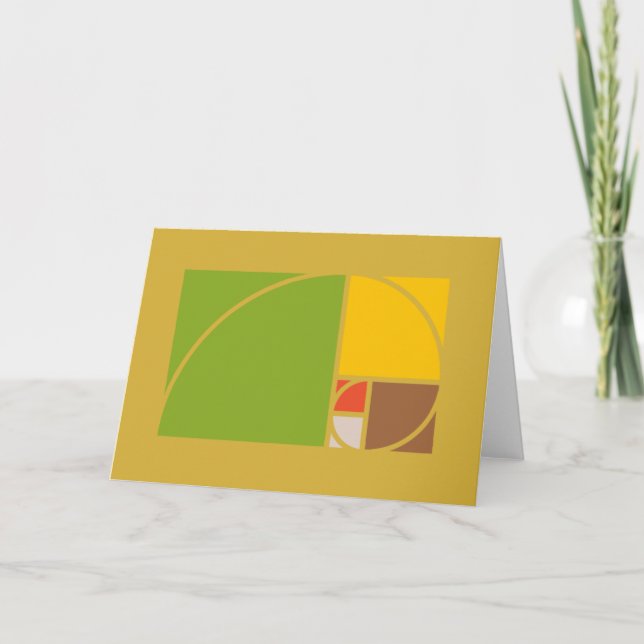 Fibonacci spiral and golden ratio rectangles thank you card (Front)