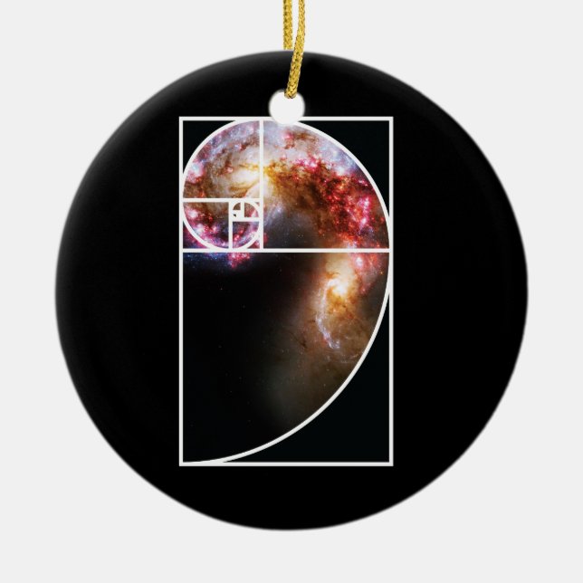 Fibonacci Spiral Galaxy Ceramic Tree Decoration (Front)