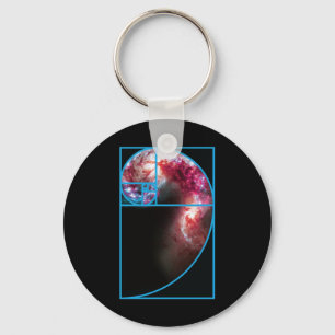 Fibonacci Spiral Galaxy Key Ring