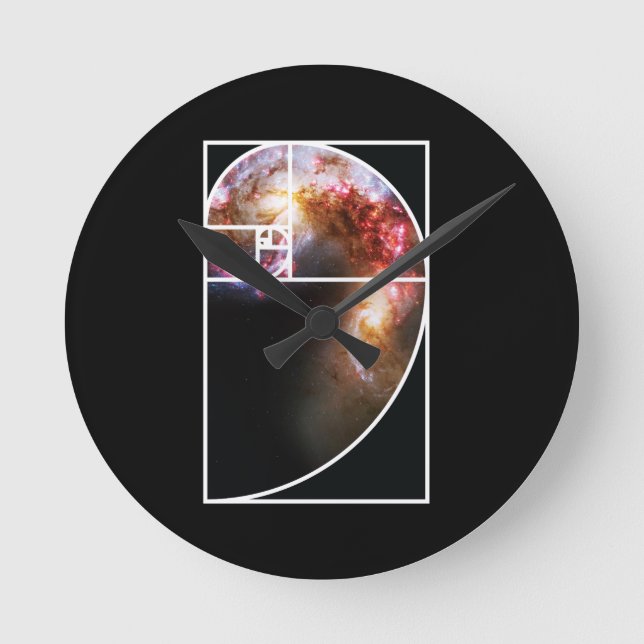 Fibonacci Spiral Galaxy Round Clock (Front)