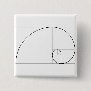 Fibonacci Spiral Golden Ratio 15 Cm Square Badge