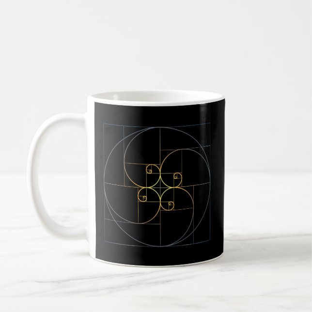 Fibonacci Spiral Golden Ratio Geometry Architectur Coffee Mug (Left)